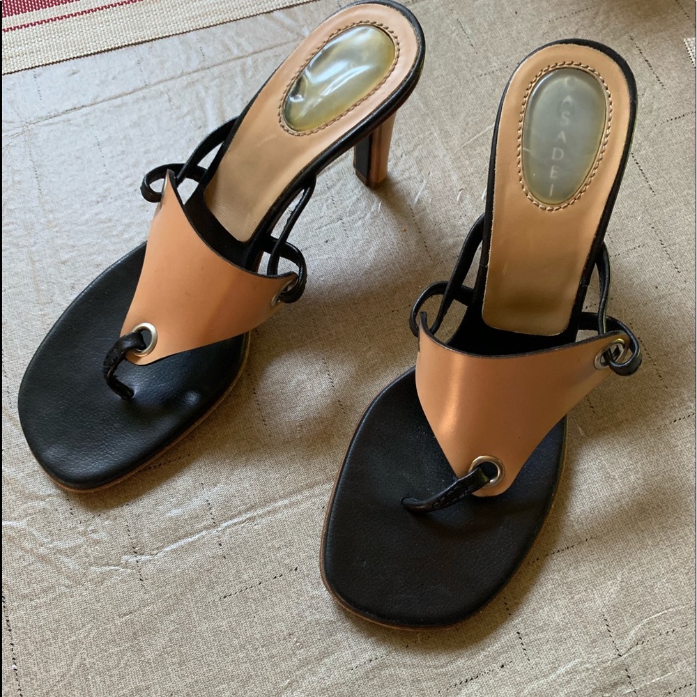 Casadei Black and Tan Heels